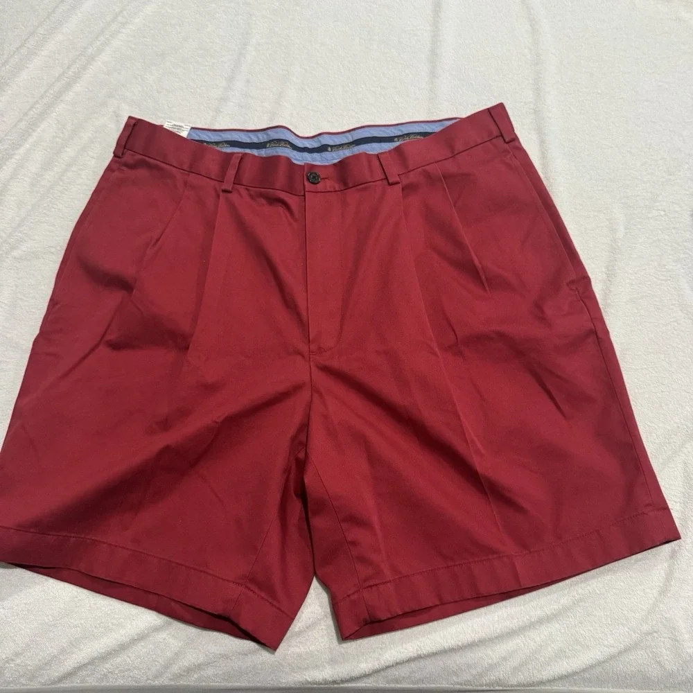 Brooks Brother Shorts Mens 38 Red Pleated Chino Advantage Casual Golf Preppy